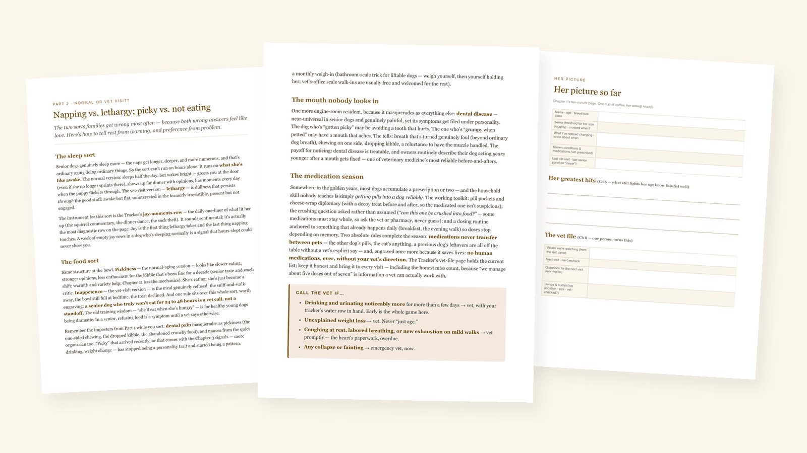 Inside the guide: the sorting chapters, the tracker, and the vet-visit playbook